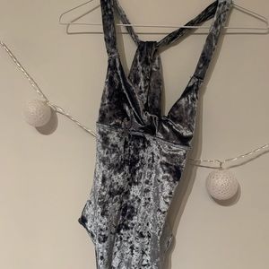 Velvet open back body suit